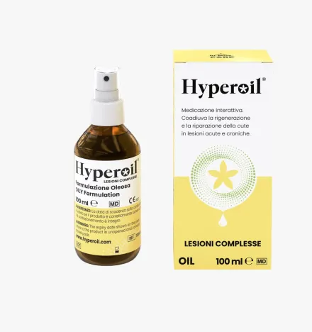 Hyperoil Olio Spray per Lesioni e Alterazioni Cutanee - Piaghe da decubito - Ustioni - Ferite - Dispositivo medico - 100 ml